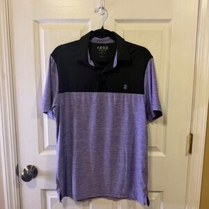 IZOD Golf Womens Polo Shirt Small Purple Black Colorblock Stretch Short Sleeve